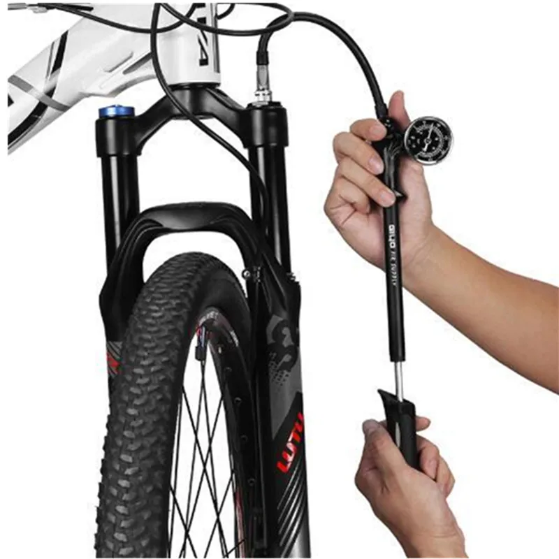 GIYO GS-02D High-pressure Air Shock Pump For Fork Rear Suspension Cycling Mini Hose Air Inflator Schrader Bicycle Fork 179mm
