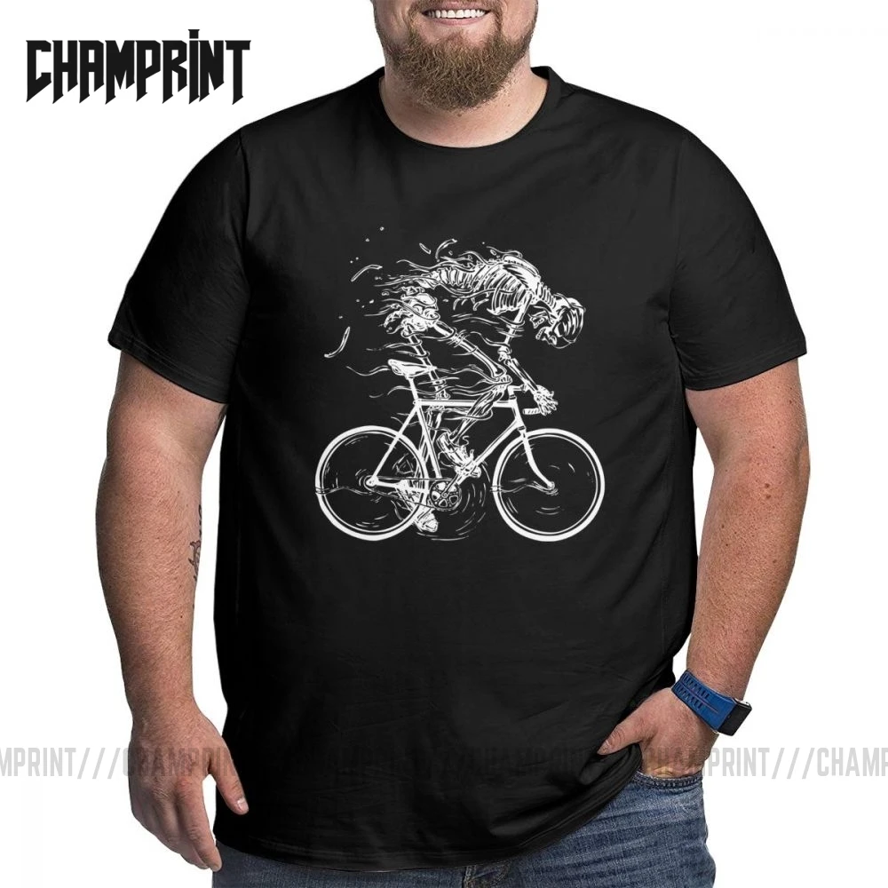 Skeleton Skull Cycle Bike to the Death Cool Skeleton Riding a Bicycle T-Shirt for Men 100% Cotton Big Size Short Sleeve T Shirt