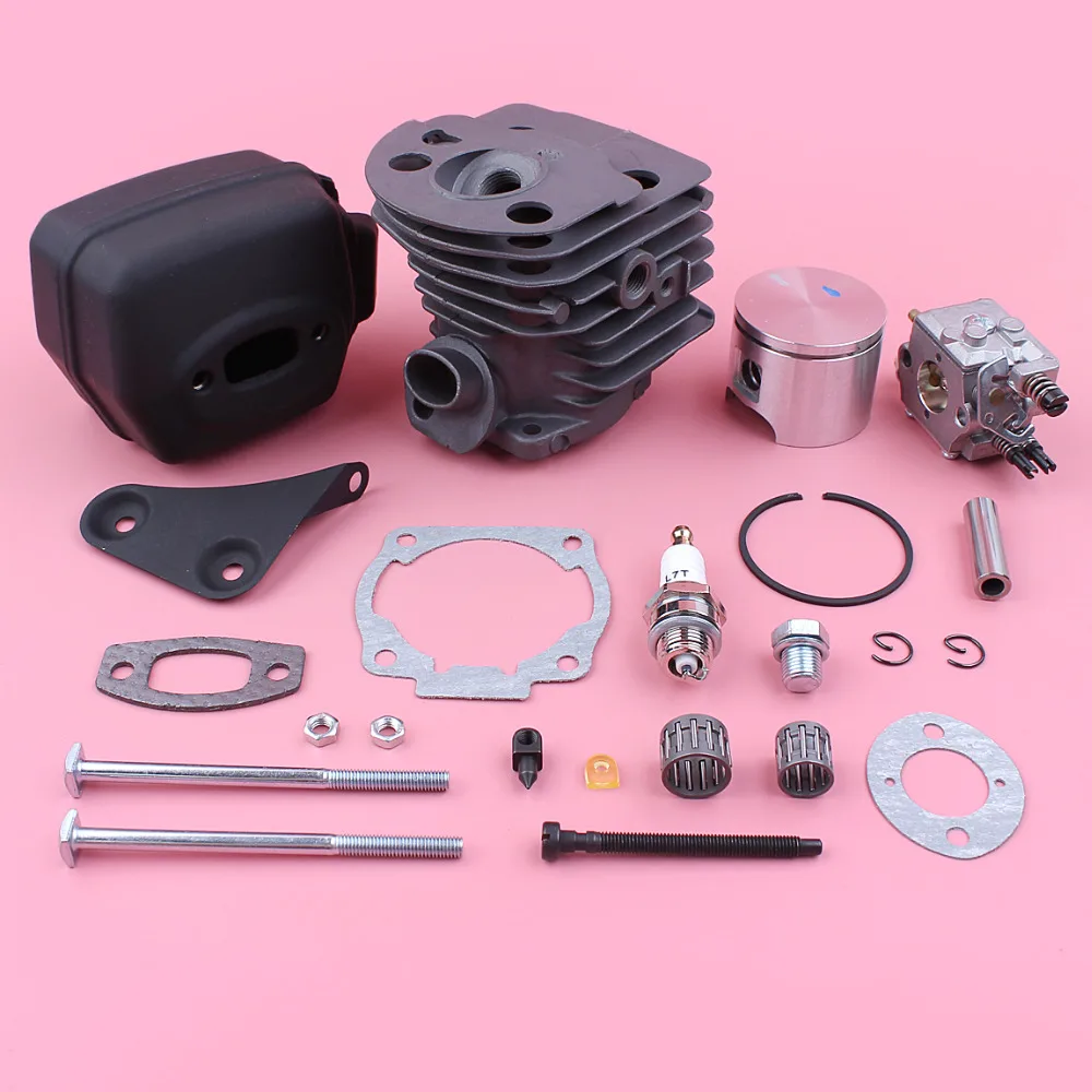 46mm Cylinder Piston Carburetor Kit For Husqvarna 55 51 Exhaust Muffler Bracket Gasket Bolt Needle Bearing Chainsaw Replace Part