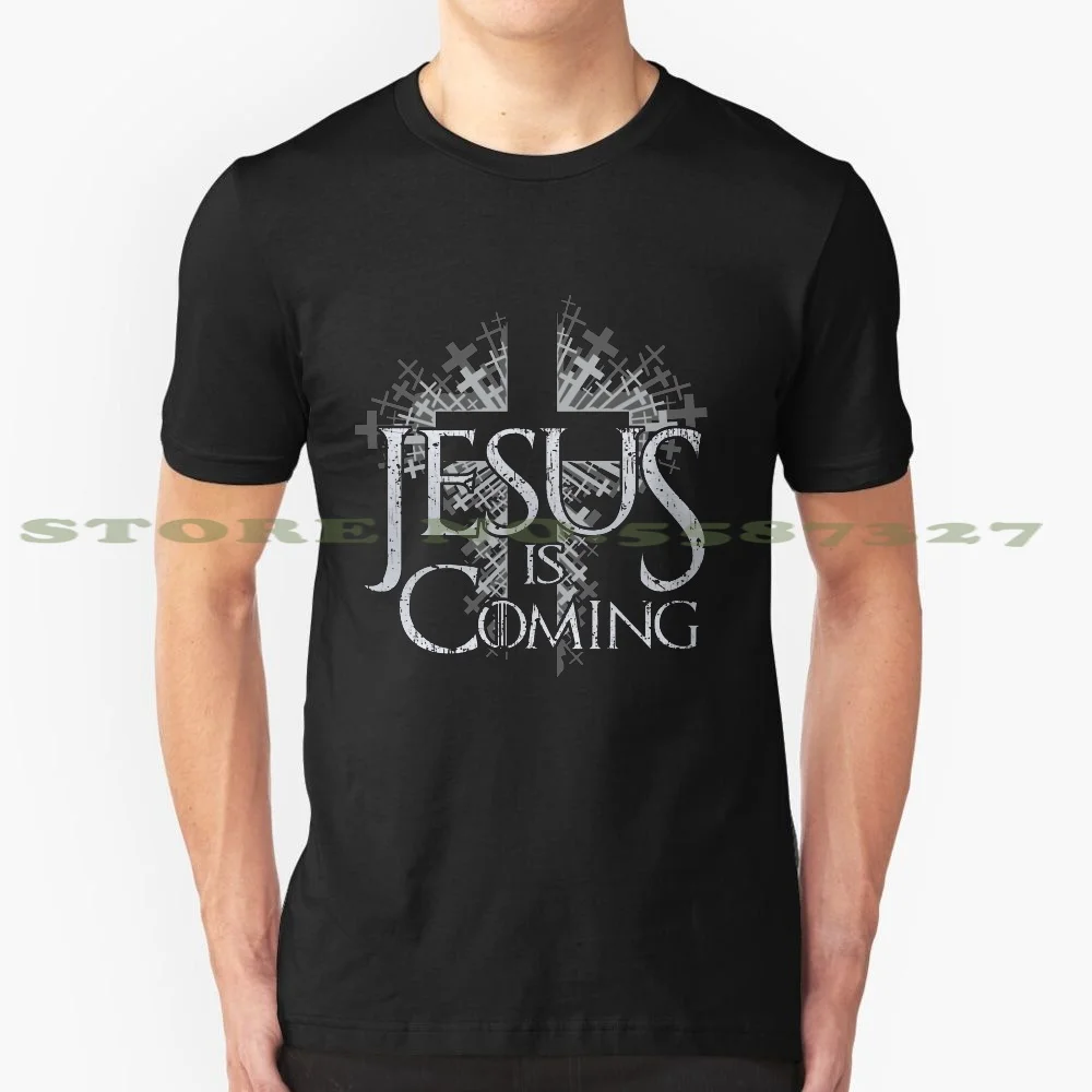 Jesus Is Coming - Distressed Cross Throne 100% Cotton T-Shirt Jesus Return Revelation Tribulation Bible Christian Christianity