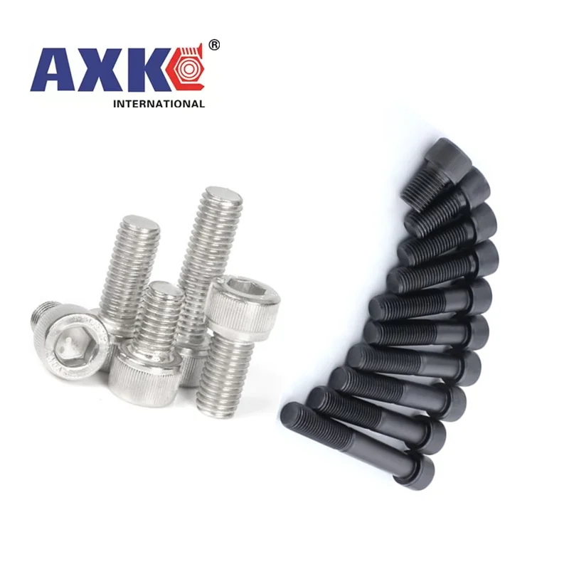 10pcs M3 M4 M5 M6 M8 304 A2 Stainless Steel Black grade 12.9 steel DIN912 Hexagon Hex Socket Head Cap Allen Bolt Screw L=4-150mm