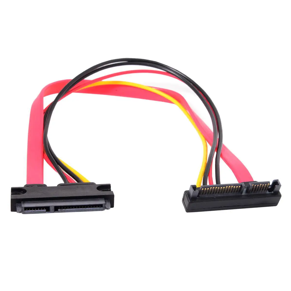 Chenyang Male Up Angled  to Female SATA III 3.0 7+15 22 Pin SATA Data Power Extension Cable 30cm