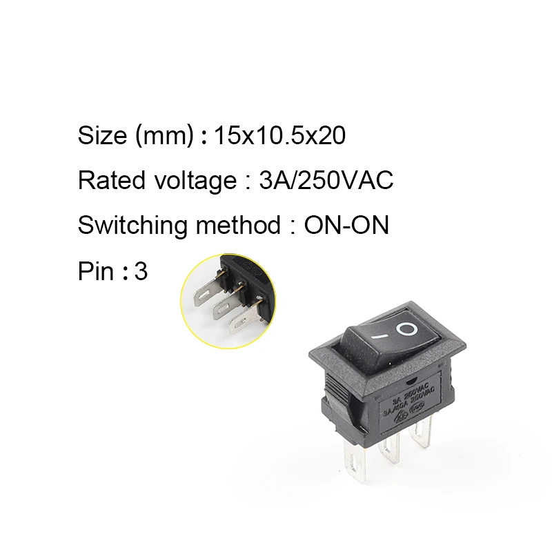 10 Teile/los KCD11 3 Pin 10X15mm Snap-in Push Button Switch 3A/250V Mini SPST 2/3 Position boot Rocker Power Switches