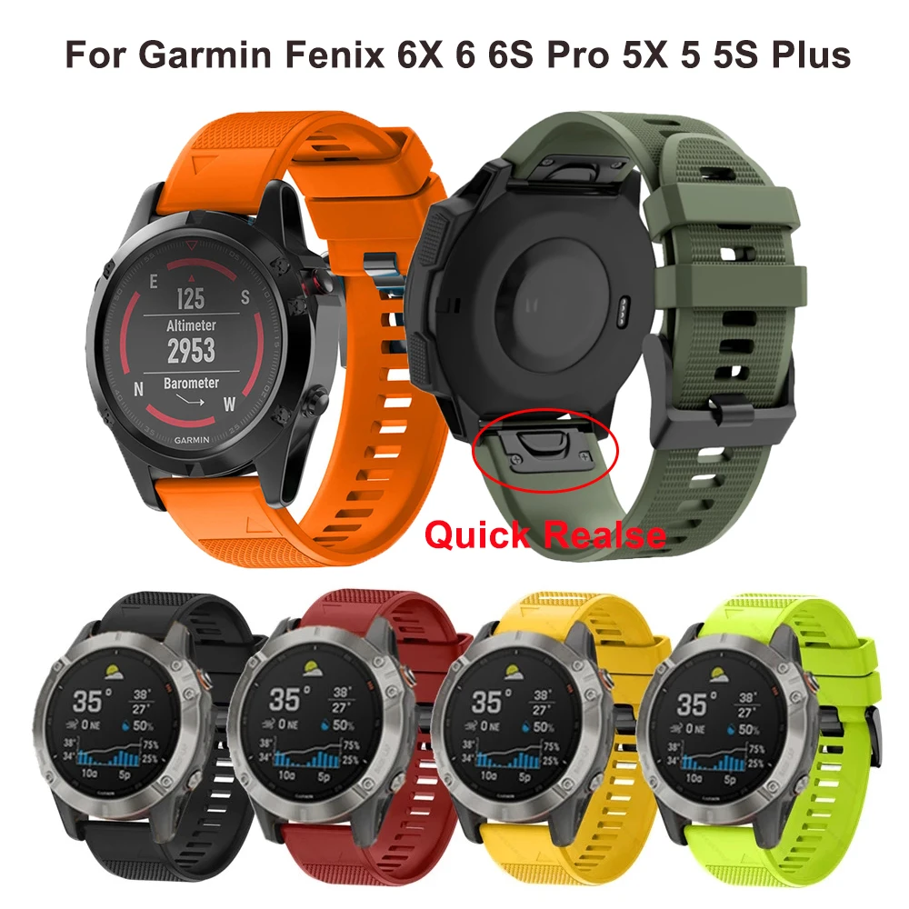 26/22/20mm Watchband For Garmin Fenix 6 6S 6X Pro 5 5X 5S Plus 3 3HR 935 Silicone Band Fenix6 Fenix5 Watch Easyfit Wrist Strap