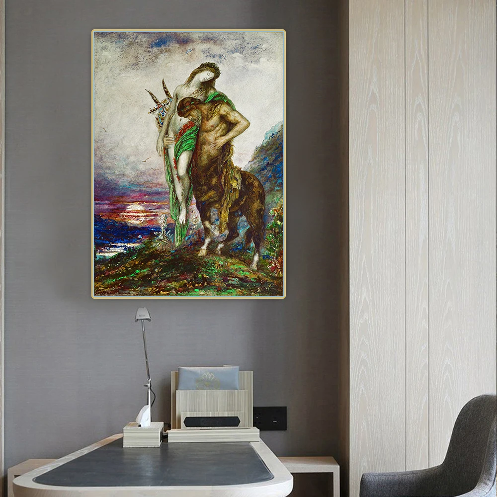 Dead poet borne by centaur by Gustave Moreau Canvas Oil Painting Artwork Aesthetic Picture Wall Hanging Decor Home Decoration