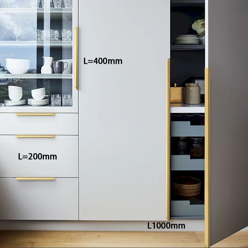 AOYIHOM Modern Simple Shoe Cupboards Wardrobe Door Knob Gold Black Hidden Long Cabinet Handle Aluminum Kitchen Furniture Pulls