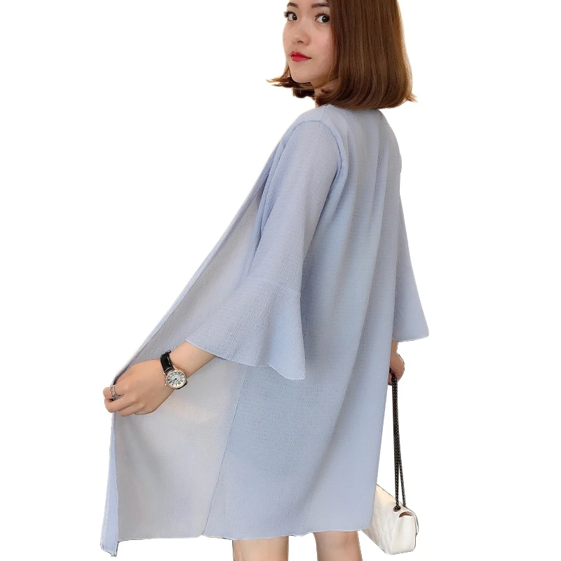 Tay Loe Sling Áo Voan Mỏng Cardigan Nữ Dài Áo Đi Biển Mùa Hè Chống Nắng Cao Cấp