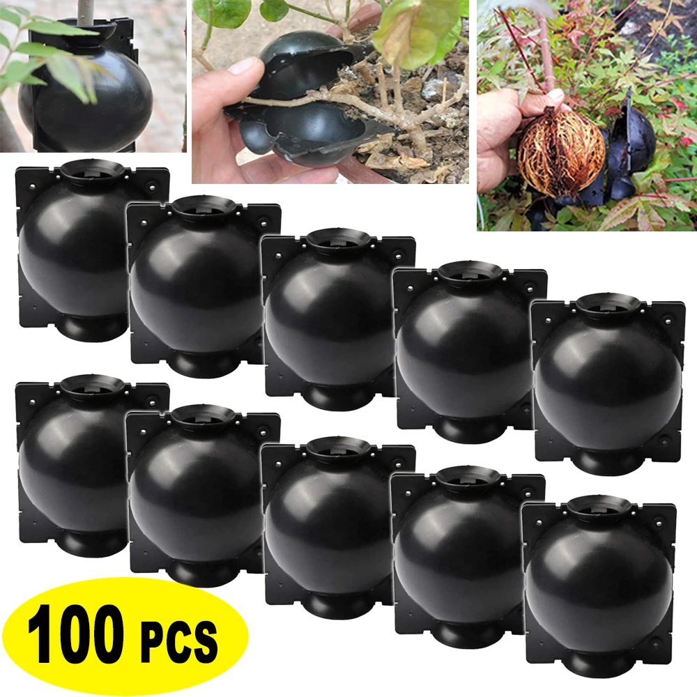 100pcs Plant Grafting Root Balls Reusable Rooting Growing Box Plant Root Device High Pressure Propagation Balls for Garden