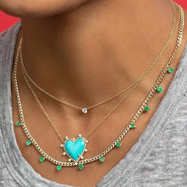 2025 جديد المينا الملونة الحب القلب حلية قلادة قلادة مع مايكرو تمهيد تشيكوسلوفاكيا صديقة عيد الحب خاتم هدايا مجوهرات أنيقة