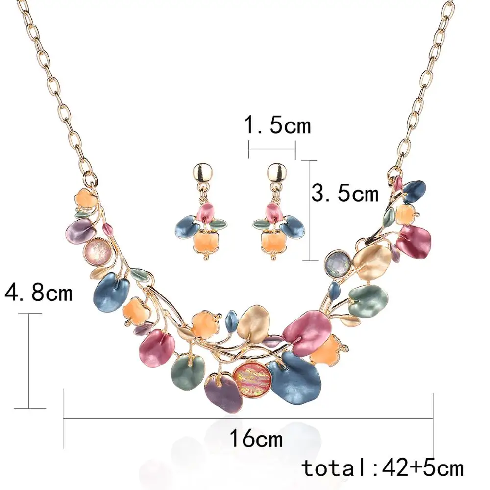 Cring Coco 2020  Charming Colorful Leaf Chain Necklaces for Women Gold Color Choker Necklace Necklaces Wholesale Enamel Collares