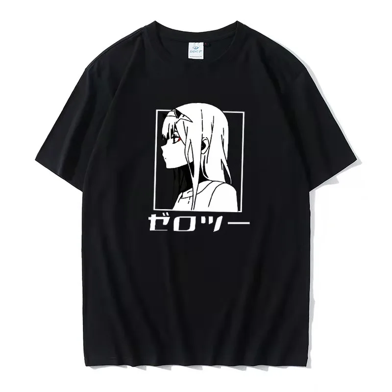 Darling in the franxx anime Harajuku Zero TWO Beautiful girl print T shirt men tops loose summer short-sleeve chic male T-shirt