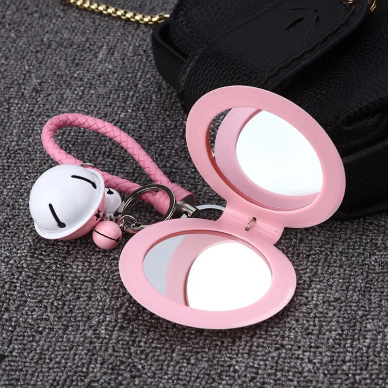 Cartoon Cute Rabbit Makeup Mirror Keychain Ladies Bags Keychain Car Wallet Charm Pendant Keychain Gift Llavero Porte Clef