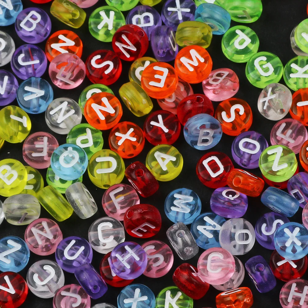 200pcs 7mm Mixed Letter Beads Colorful Alphabet Acrylic Spacer Beads For Jewelry Making DIY Bracelet Necklace Accessories