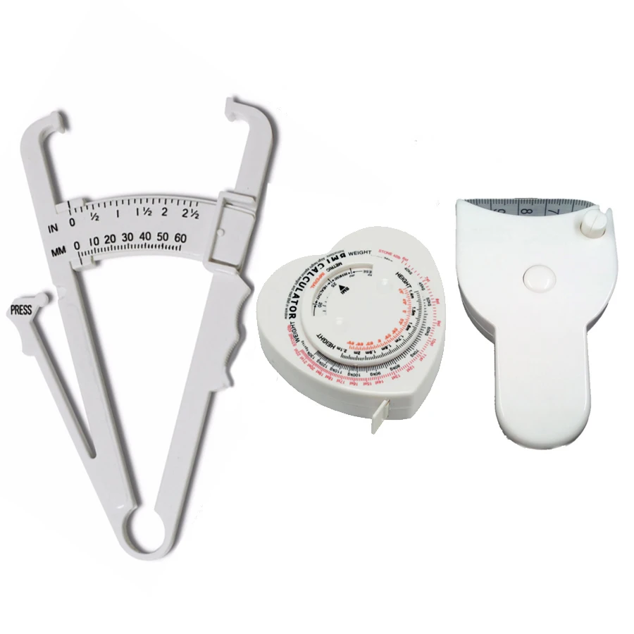 3pcs/set Body Fat Tester Retractable Waist Measuring Tape BMI Measuring Tool Weight Loss Caliper +150cm/60inch Body Fat Analyzer