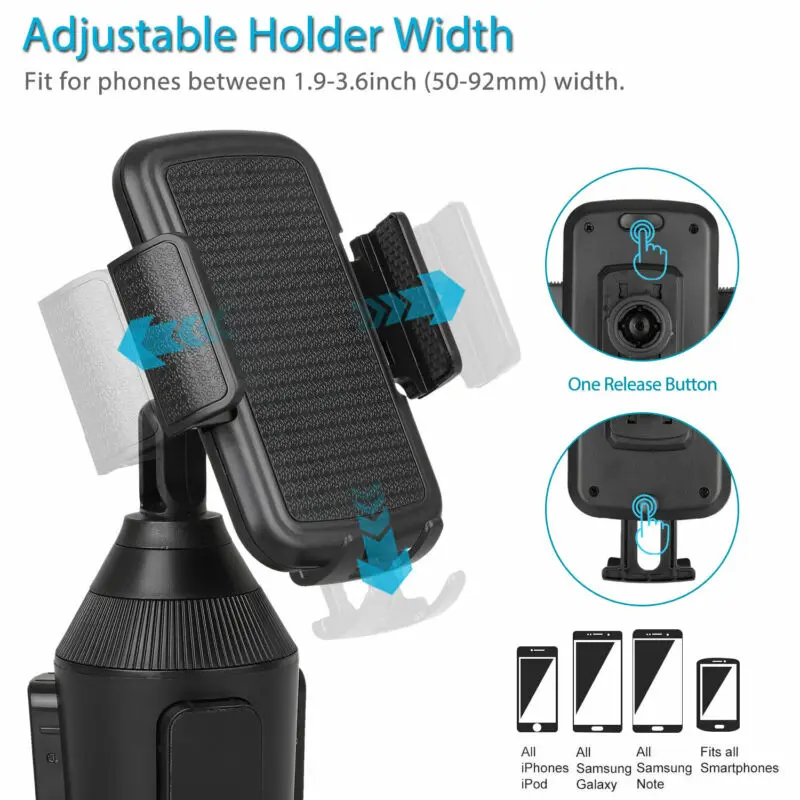 360 °   Portavasos ajustable para coche, soporte Universal para teléfonos móviles, soporte GPS, accesorios interiores, soporte para bebidas para Iphone y Android