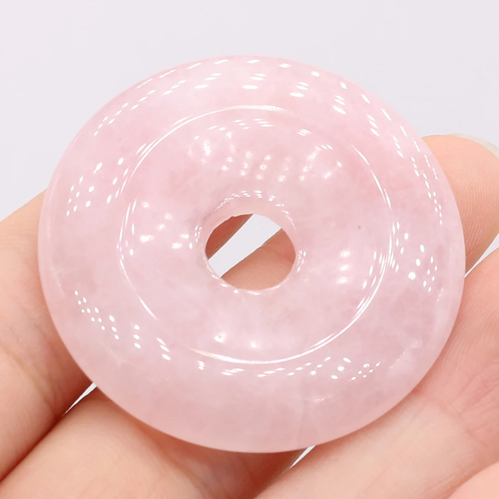 1PC Natural Stone Big Hole Beads Charms Rose Quartz Crystal Agates Pendant for Jewelry Making DIY Necklace Earring Accessories