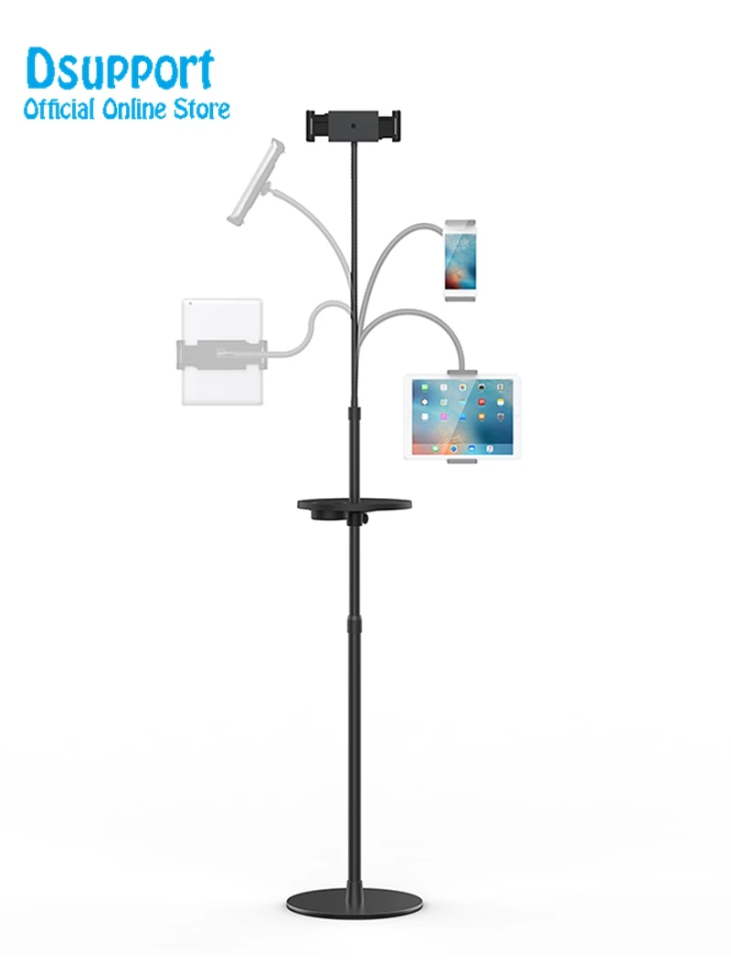 Super Height Adjustable Aluminum Alloy 2 IN1 UP-9ST Tablet PC Floor Stand+Smartphone Holder 360 Degree Rotation