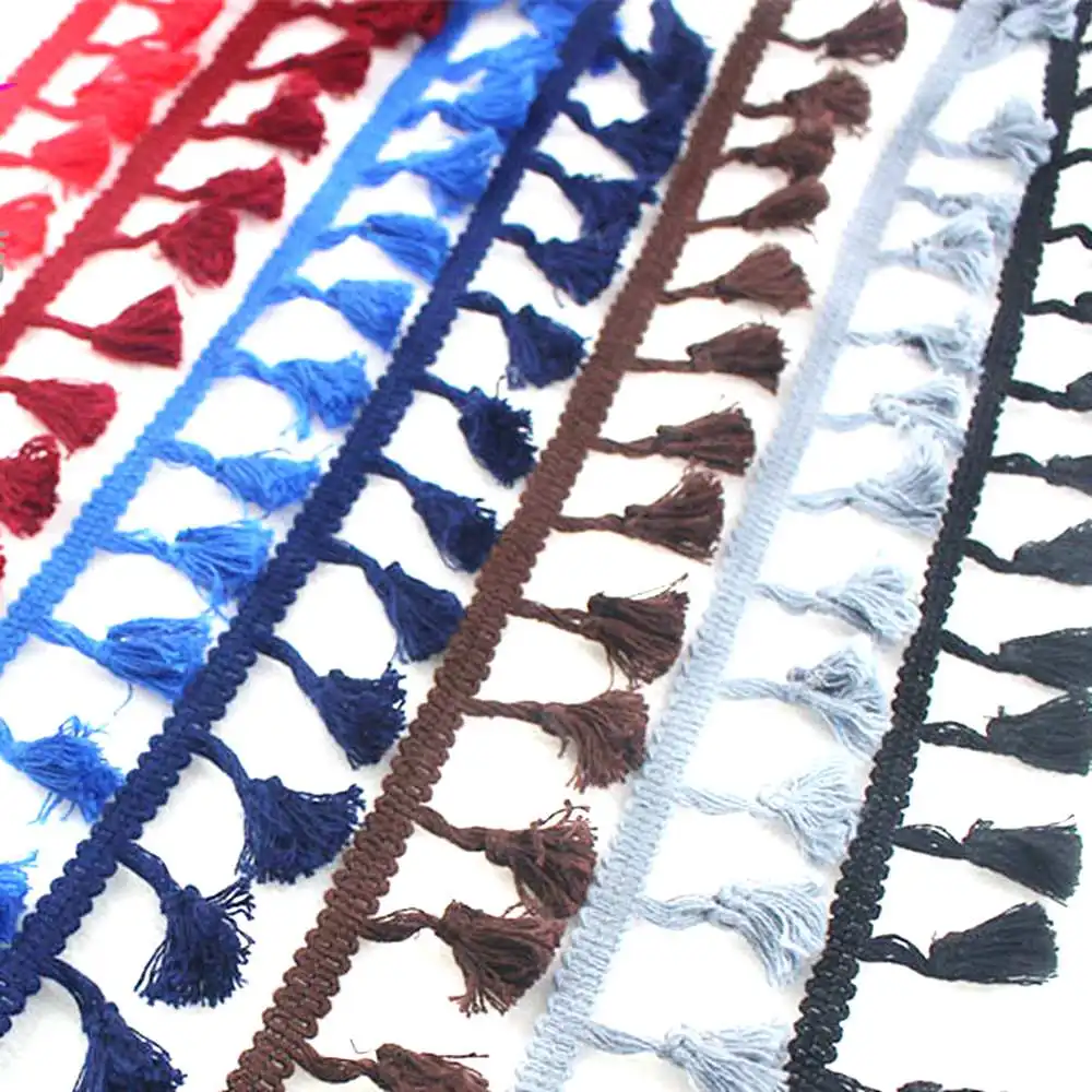 Beatiful 2 Yards Lace Ribbon Tassel Fringe Cotton Ethnic Lace Trim Ribbon Sewing Latin Dress Stage Garment Curtain Decorative Di