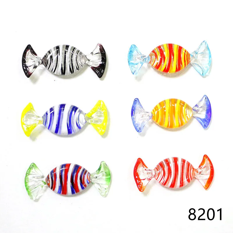 6pcs Colorful Vintage Murano Glass Candy Craft Ornaments For Home Table Favors Wedding Party Gift New Year Christmas Decorations