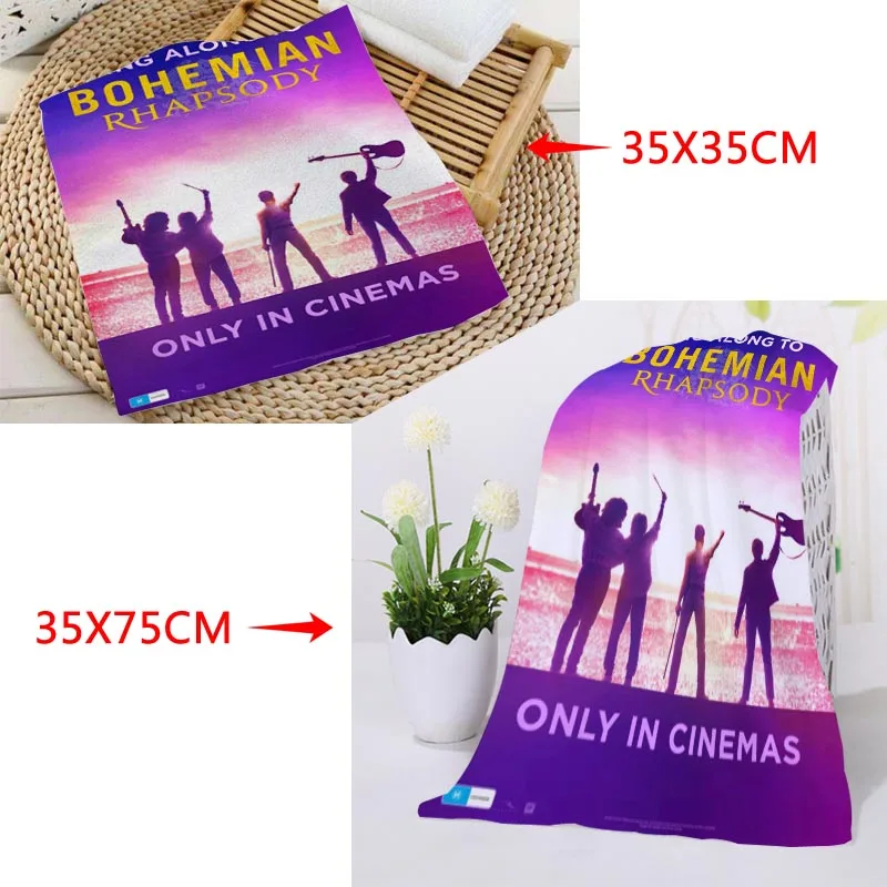 New arrival Custom Queen Bohemian Rhapsody Printed Face Towel Microfiber Fabric Square rectangle Towels Size 35x35cm 35x75cm