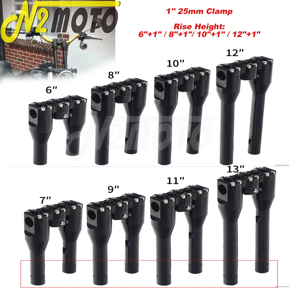 

Motorcycle 1inch Column Riser 25mm Bar Upright Rise Hight 6"+1" 8"+1" 10"+1" 12"+1" For Harley Dyna Breakout Sportster Fat Bob