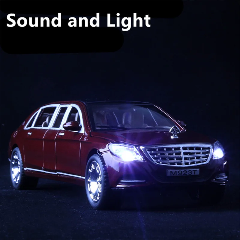 1:24 Maybach S600 Alloy Car Model Diecasts Metal Toy Vehicles Car Model High Simulation Sound and Light Collection Kids Toy Gift