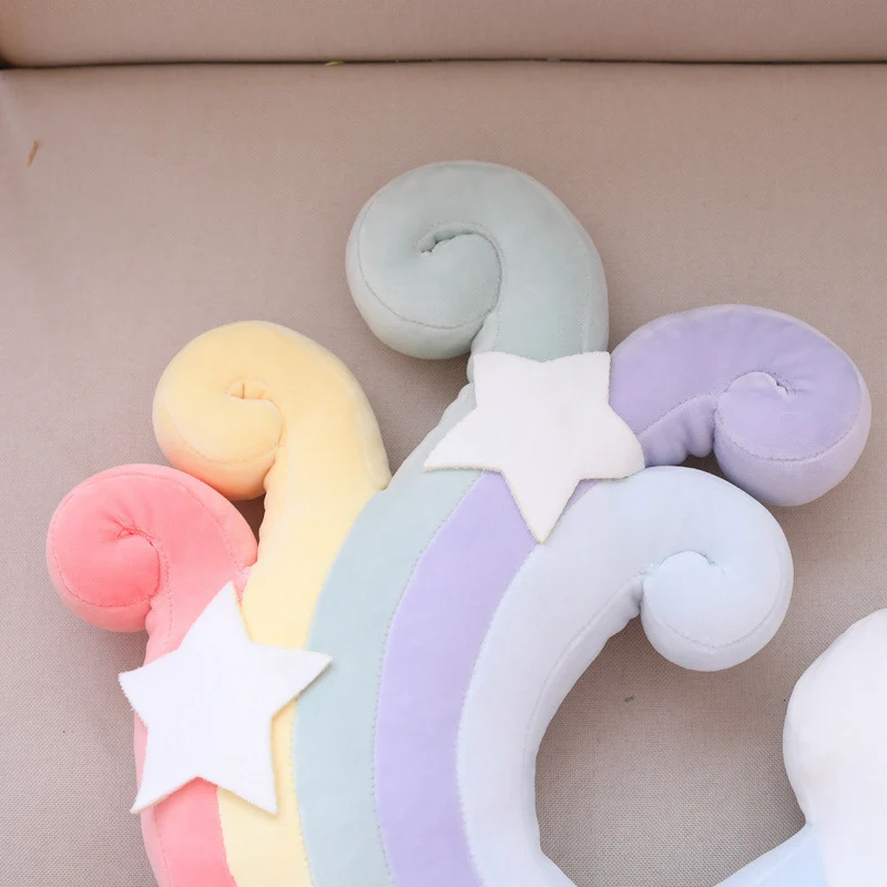 New Cute Sky Series peluche Baby Sleeping Pillow farcito Moon Soft Shooting Star Rainbow Shell Cushion Room Decoration Gifts