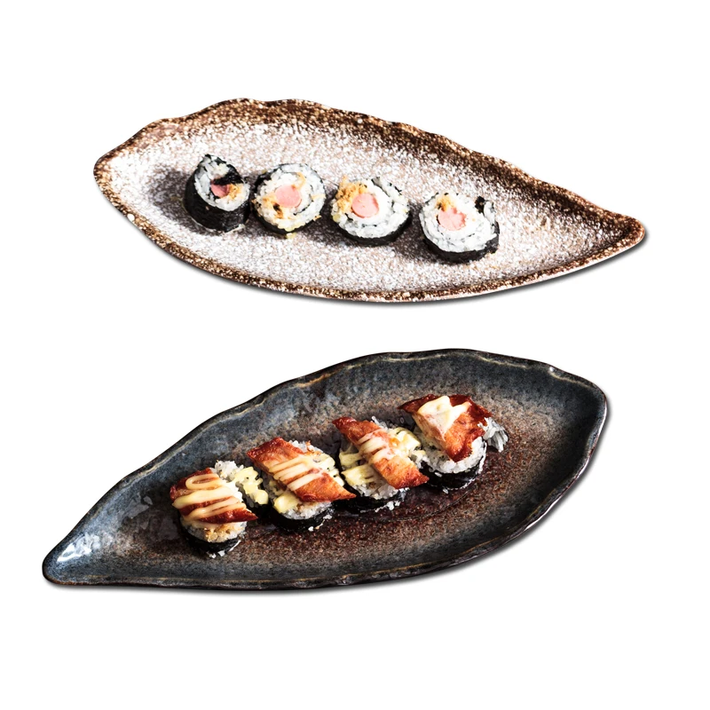 Japanese-style special-shaped ceramic plates western tableware, household plates sushi restaurants long fish plates baking trays