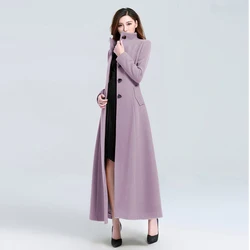 fashion 2xl 3xl Women fashion Autumn Winter Classic Woolen Maxi Long Coat Female Robe Outerwear