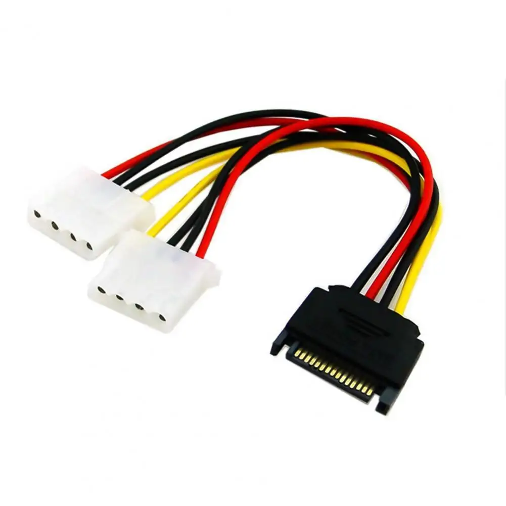 20cm Power Extension Cable SATA 15pin Male to Molex IDE Dual Big 4pin Female Cable Adapter  Computer Cables for HDD Hard Drive