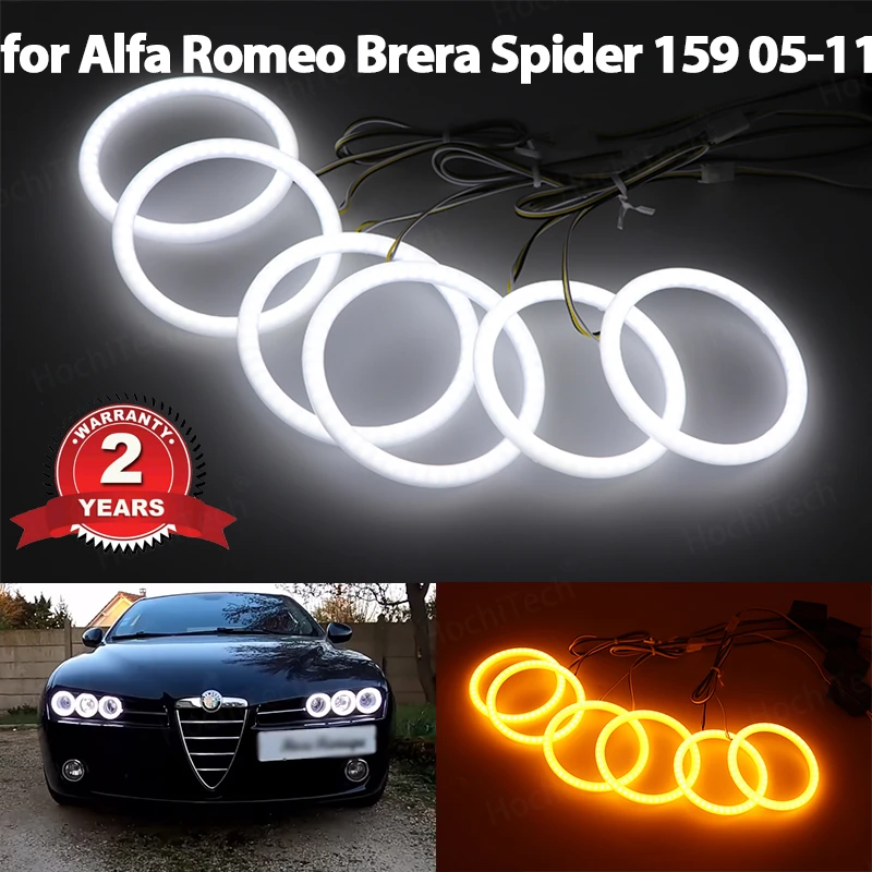 

DRL Day Light Super Bright 6pcs Dual Color Cotton LED Angel Eyes Halo Rings kit for Alfa Romeo Brera Spider 159 2005-2011