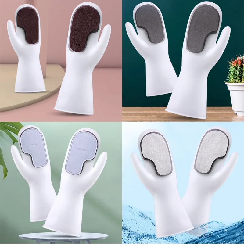 Magic brush cleaning non-slip kitchen waterproof silicone wash dishes decontamination gloves