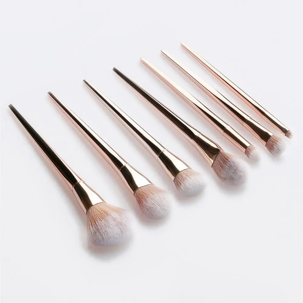 SAIANTTH 7pcs 12pcs gold metal makeup brushes set professional cosmetic tool goat hair long foundation blush eyeshadow eyebrow