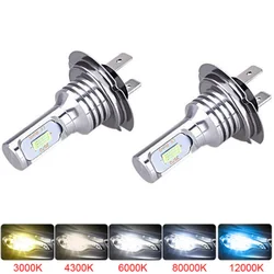 New 2Pcs CSP H7 H4 Led Car Headlight Bulb Source Car Led Fog Driving Lights White Yellow 8000K Bulb Fog Lamps Car Accessories