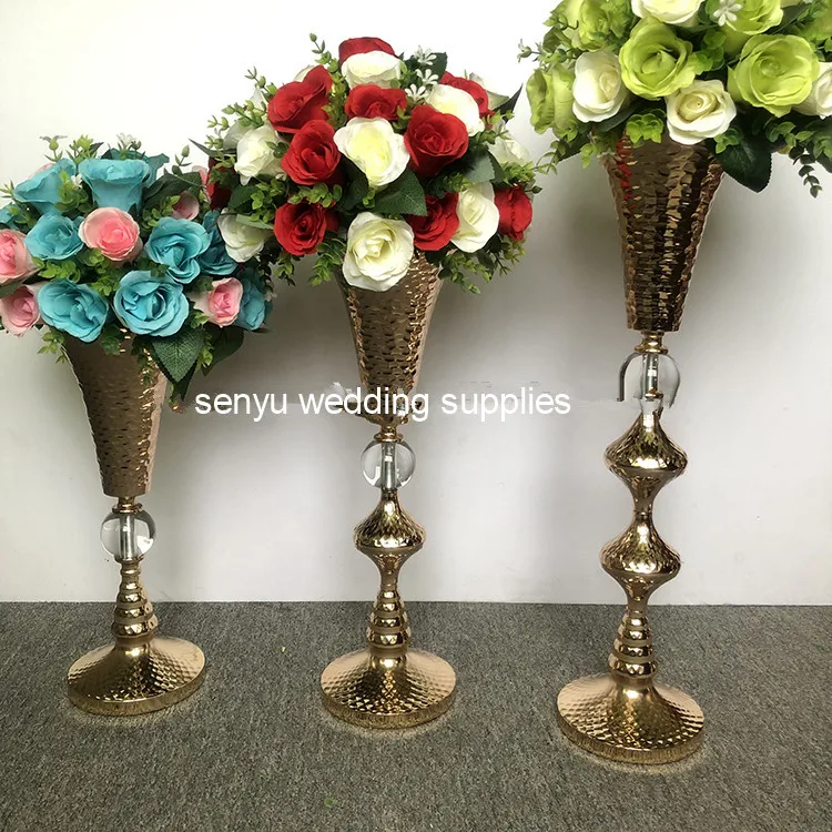 

10pcs gold /sliver Modern Table Centerpiece Round Shape Acrylic Crystal Flower Stand for Wedding Decoration1363