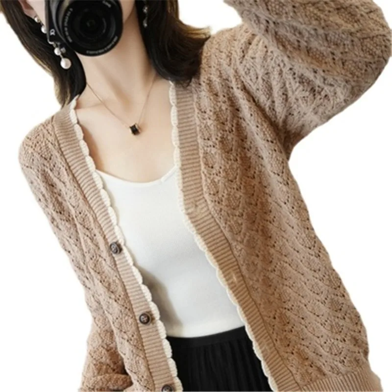 Women spring 2021 new Korean loose fashion all-match women's short knitted cardigan jacket lazy wind jacket A522