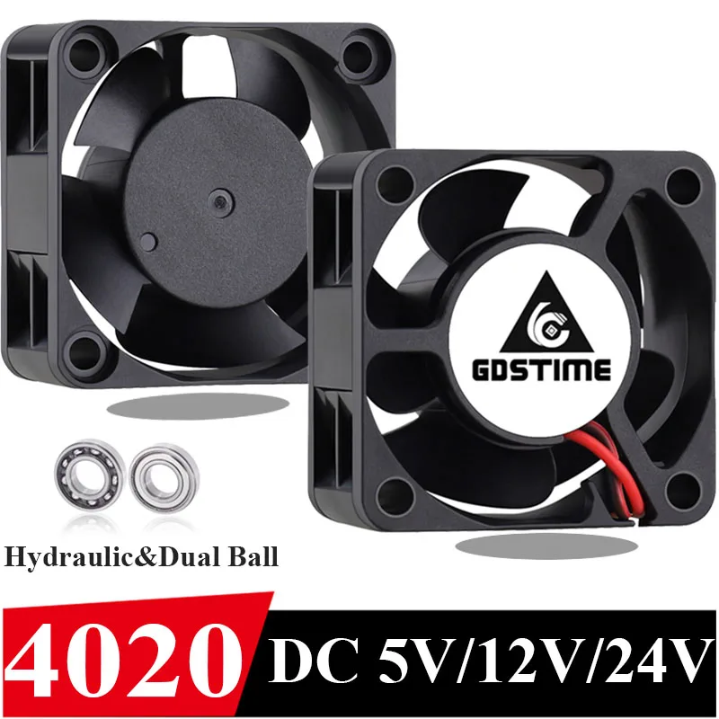 5PCS Gdstime 4cm 3D Printer fan Ball Bearing 40mm DC 24V 12V 5V  Computer Case Cooling axial Fan 2PIN/3PIN  40x40x20mm 1.57inch