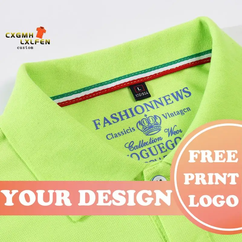 Top Quality Summer Short Sleeve Solid Classic Polo Shirts Custom Printed Design Photo Logo For Business Staff Company Uniform