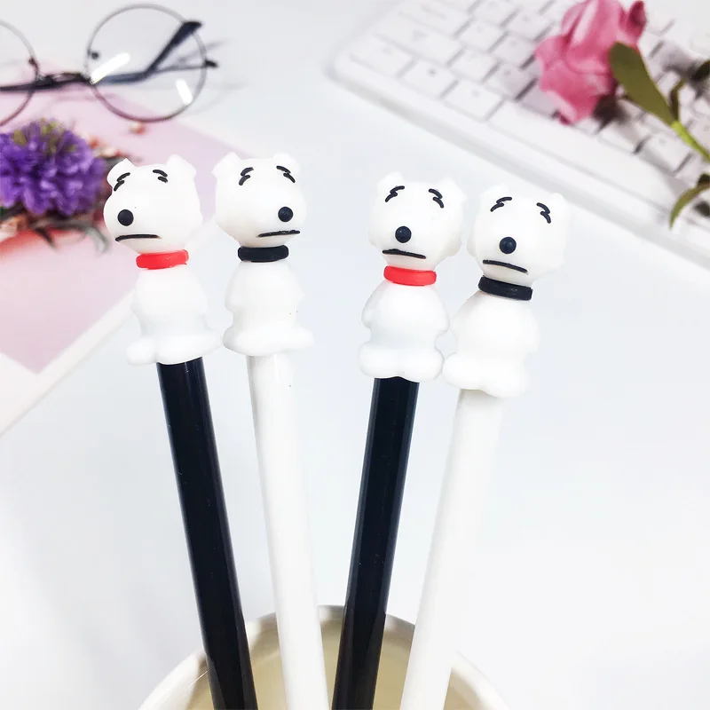 20 Pcs Creative Cute Cartoon Black and White Puppy Black Gel Pen Student Stationery Pen Material Escolar Pens for School