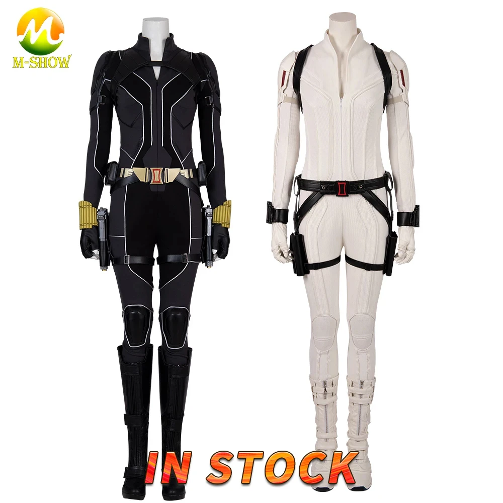 

Superheroine Widow Cosplay Natasha Romanoff Costume Black White Battle Suit Women Outfit for Halloween Carnival Party Any Size