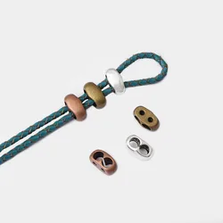20pcs Tibetan Silver/Bronze/Copper Double Holes Slider Spacers For 4mm 5mm Round Leather Cord Bracelet Jewelry Findings Making