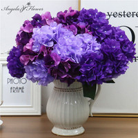 Large 6 Heads Artificial Flower Bunch Silk Hydrangea Wedding Bridal Bouquet Fake Floral Home Table Decor Christmas Party Gift