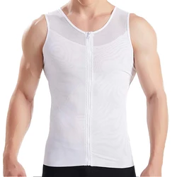 Men Slimming Body Shaper with Zipper Compression Shirt Slim Shapewear Vest Abdomen Slim Tank Elastic Tummy Belly Control Shapers