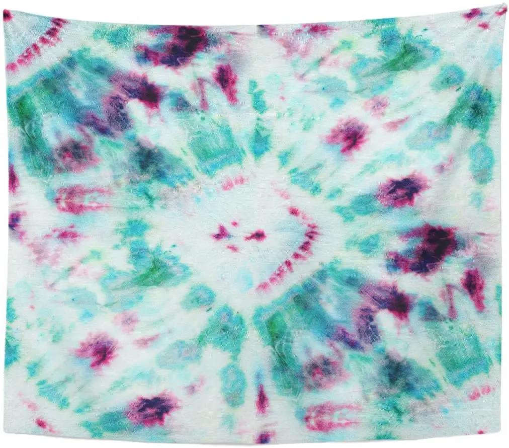 Tapestry Tie Dye Pattern of Green and Purple Color Tapestries Wall Hanging for Living Room Bedroom Dorm