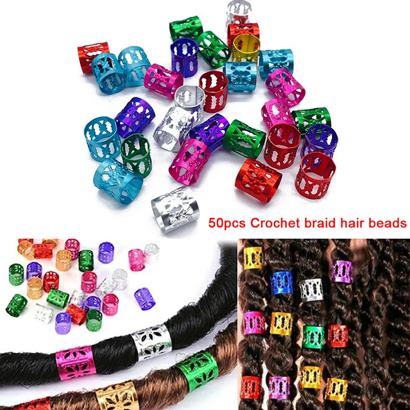 

Lot 50pcs Hair Cuffs Braiding Clips For Hair Beard Decoration Hair Extensions Beads Dread Locks Cuffs