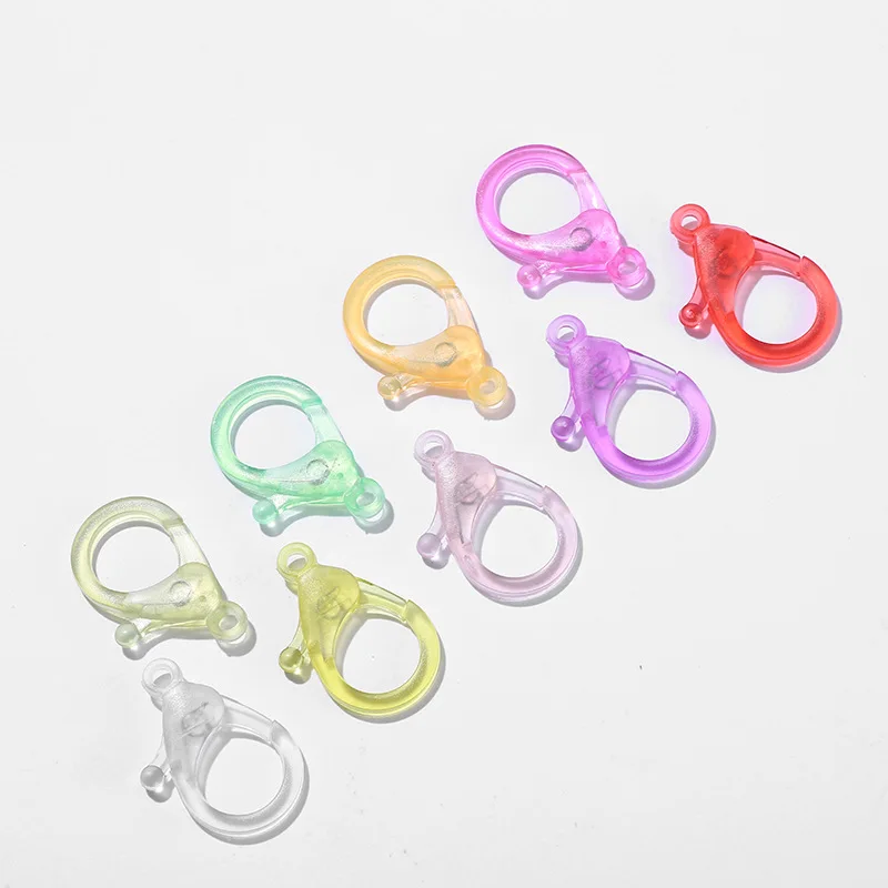 20 pçs 35mm transparente geléia cor plástico lagosta fecho ganchos colar pulseira corrente jóias fazendo suprimentos diy encontrar ganchos