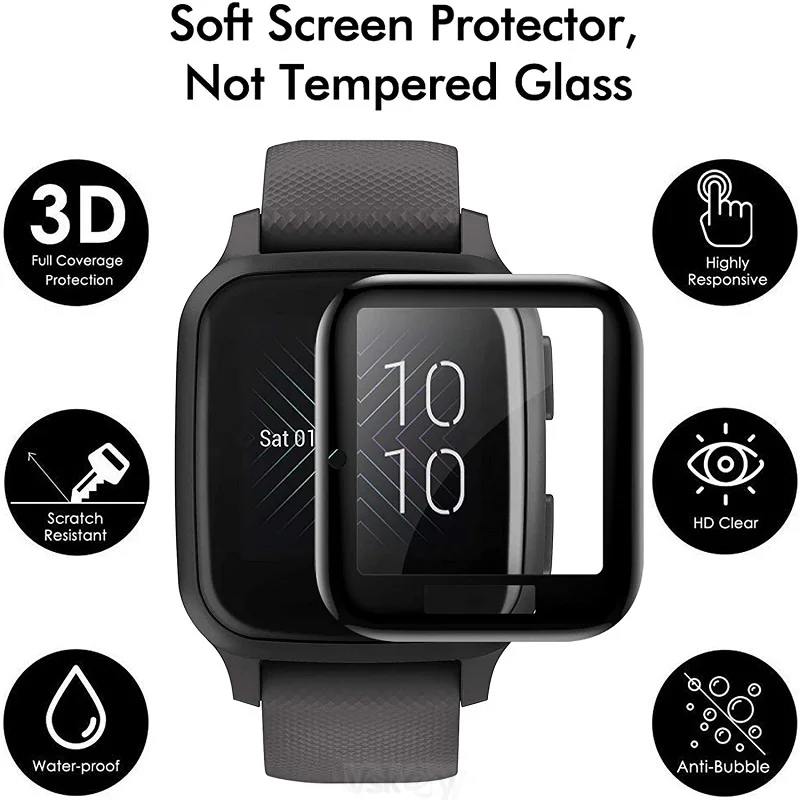 100PCS 3D Edge Soft Screen Protector for Garmin Venu SQ2 / VENU SQ Music Full Coverage Smart Watch Protective Film