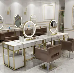 Marble hairdressing barber shop, mirror table, luxury salon, hair cutting, perm and dye, oval single-sided double-sided mirror w