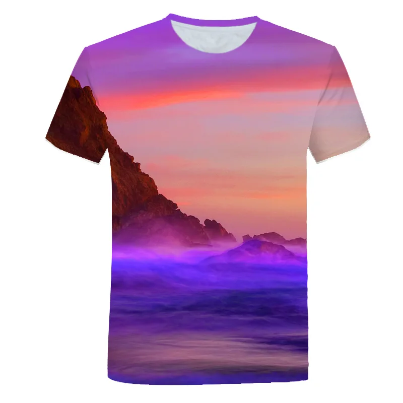 2021 Fashion Beach Holiday Leisure Style Men t-shirt 3D Print Ocean Graphic t shirts Summer Round Neck Short Sleeve T-shirt Tops