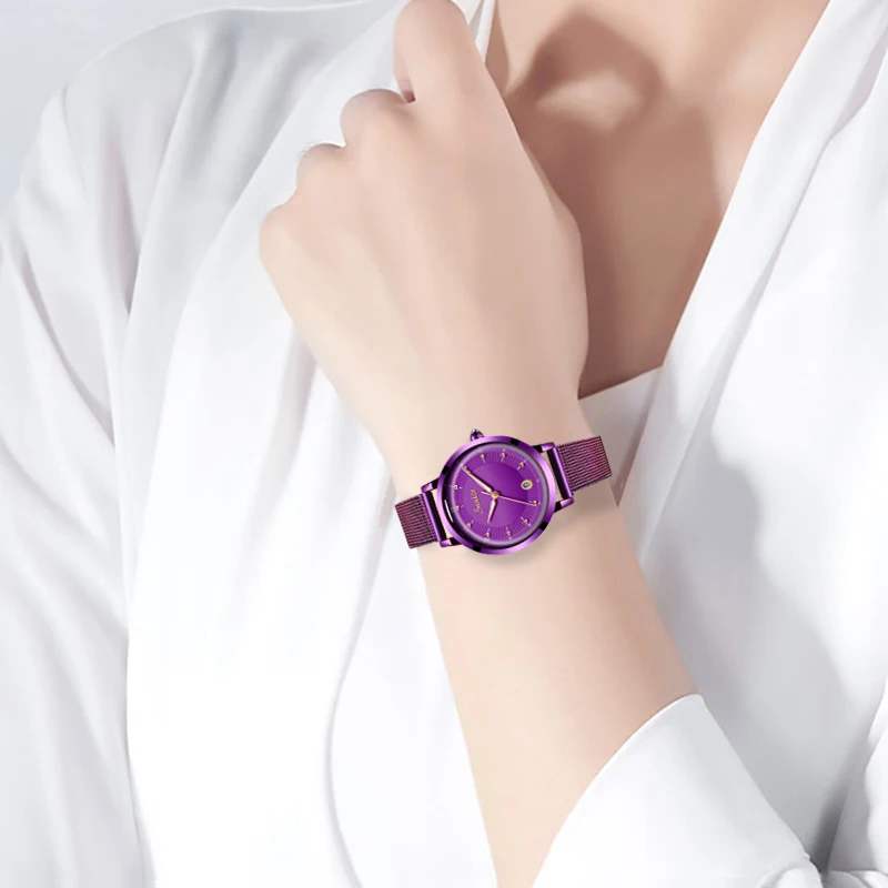 SUNKTA – montre-bracelet de luxe en maille pour femmes, à Quartz, à la mode